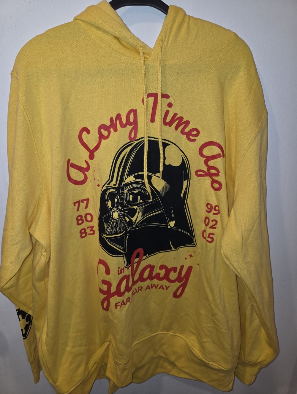 Yellow Graphic Hoodie with Darth Vader Illustration
